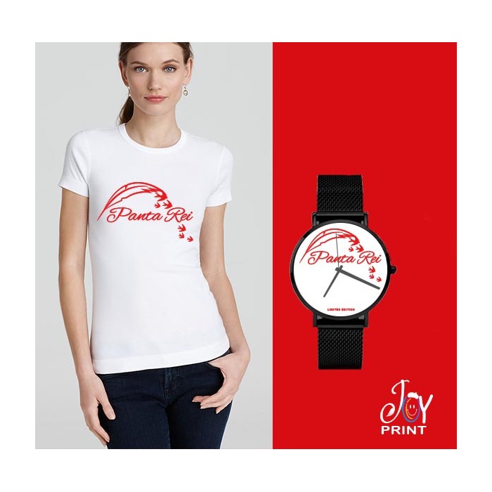 Tshirt+orologio panta rei bianco e rosso