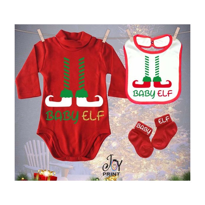 Tris Baby Natale Personalizzato Elf Natale