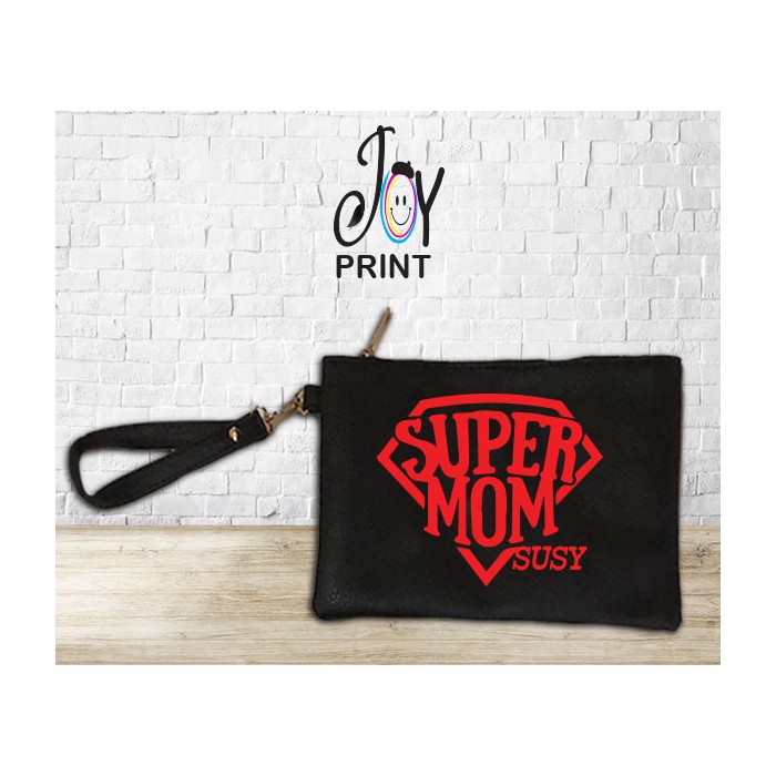 Pochette donna festa della mamma Super Mom personalizzata con nome