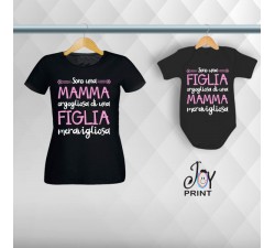 Coordinato T-shirt Festa Della Mamma Siamo Fieri Nero