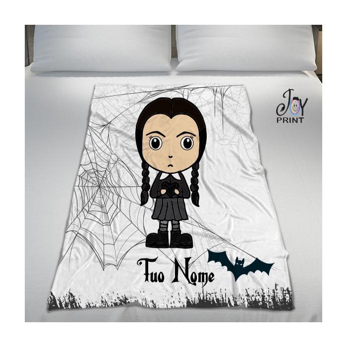 Plaid Personalizzato con nome Mercoledì Addams cartoon Pipistrello