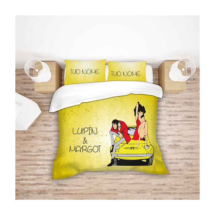 Copripiumino con Federe Personalizzato Lupin & Margot Giallo